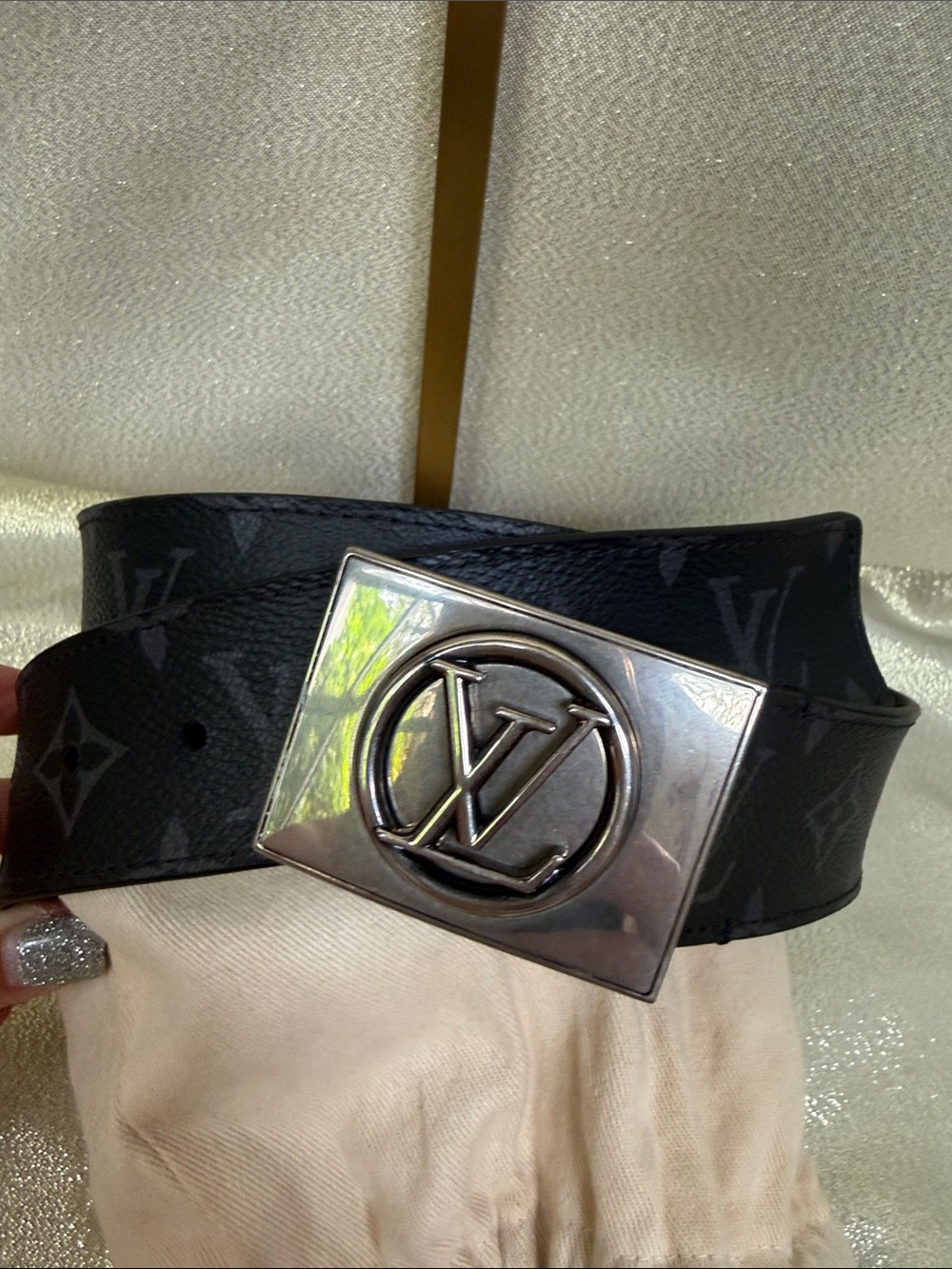 Louis Vuitton Black Monogram Eclipse Canvas Belt with LV Buckle 90/36